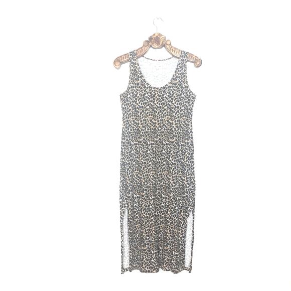 J. Crew Cotton Midi Tank Dress Leopard Cheetah Print Side Slits Small - Picture 8 of 8
